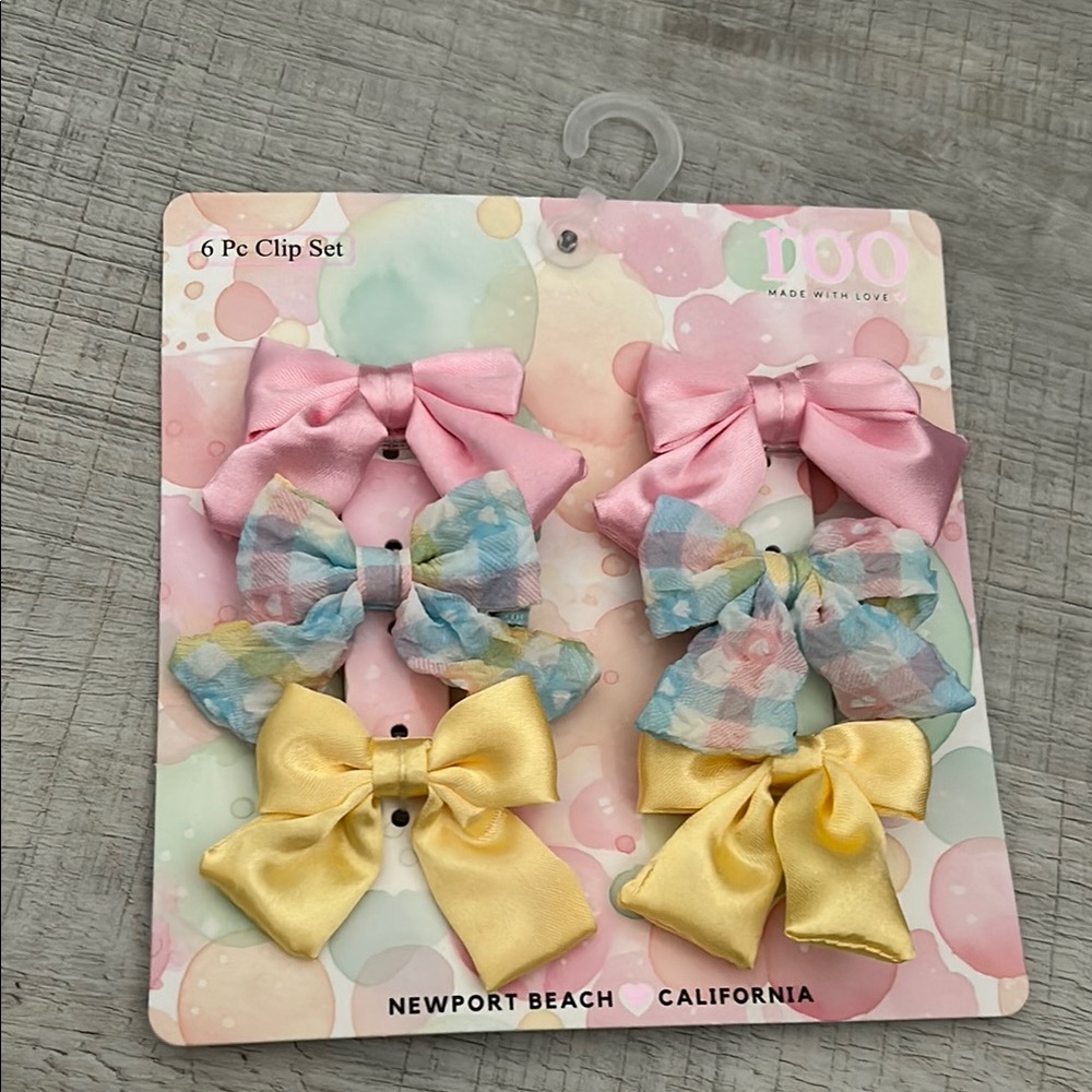 Toddler Bow Clip Set - Pink, Yellow, and Multicolor